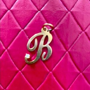 Vintage 14K Gold Initial 'B' Pendant withh Diamond